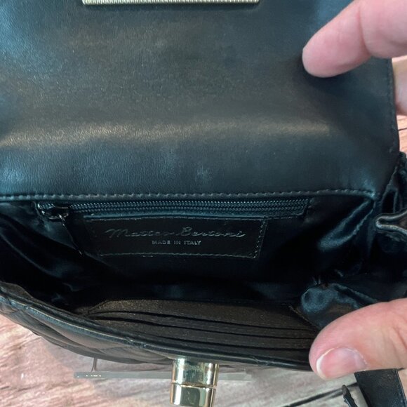 Matteo Bertoni Italian Black  Monochrome Quilted Leather Belt Bag  7 * 4 * 2 - Picture 7 of 7